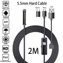 훤히잘보이는귀청소내시경LED 귀 내시경 HD 검이경 청소 카메라 3 In 1 USB/마이크로/타입-C 검사 스마트폰, 02 2M, 없음