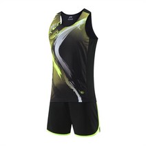 마라톤복 남성 여성 5월 달리기 러닝 마라톤대회 복장 트랙 및 필드 세트 얇은 러닝 조끼 반바지 빠른 건조, 01 Black_08 Men  L