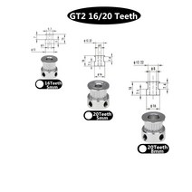 랫풀다운도르레 등운동 파워렉 가정용 3D 프린터 부품 액세서리 GT2 20 Teeth Bore 5mm/8mm 타이밍 알루미, 01 16 Teeth