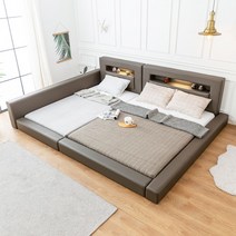 미코퍼니처 카밀라 저상형 패밀리침대 국내제작+본넬매트리스, 한쪽가드형_모카그레이, LED