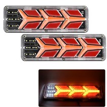 후진가이드램프 12V24V 트레일러 트럭 캐러밴 자동차 Led 후면 정지 테일 라이트 방수 흐름 스티어링 브레, 05 2PCS_01 12V