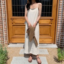 [바보사랑] 겟잇미 스퀘어넥 린넨 레이온 일자핏 나시 원피스