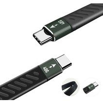 JEYI 썬더볼트3 F90Pro E-marker 플랫타입 C타입 고성능 숏 데이터 케이블 9CM 20V/5A/60W/100W, 블랙