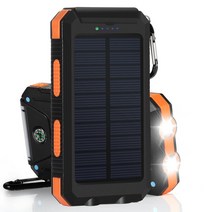 캡스톤코리아 태양광 충전기 1판넬 20000mAh 나침반 대용량 파워뱅크 보조배터리 렌턴, 오렌지, 1판넬 나침반