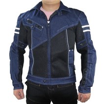 오토바이 자켓 클래식 komine jk-006 레이싱 오프로드 팔꿈치 및 등 보호 기능이있는 데님 메쉬 레이싱 슈트, 푸른, xxxl
