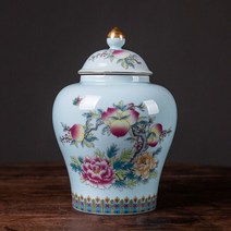 항아리 도자기 미니옹기 현대 붉은 페인트 꽃 세라믹 저장 대용량 밀봉 차 통 도금한 공예 사탕 홈 장식, g