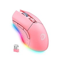 무선 유선 게임용 마우스 DAREU 듀얼 모드 충전식 7개의 프로그래밍 가능 버튼 10K DPI RGB 및 PC 노트북 Mac PS4 PS5 블랙 용 최대 150IPS 1000Hz, 분홍색