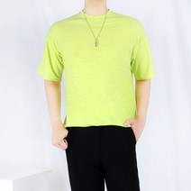 산토그리얼 남자 형광 오버핏 슬라브 워싱 반팔티