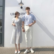 커플시밀러룩 여름커플룩 데이트룩 T셔츠 원피스