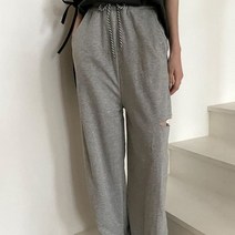 여성 팬츠 바지 데일리 니미포 옆선 컷팅 와이드 밴딩