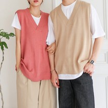 레어코드 데일리베이직 남녀공용 무지캐주얼 기본 루즈핏 니트조끼 베스트