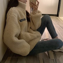 해피월드샵 겨울 오버핏 여성 양털 후리스 뽀글이 집업 자켓 플리스 점퍼 청소년 여학생 교복 아우터