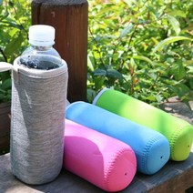 단체선물 산악회 야유회 고리형 얼음물 생수 물병 텀블러 파우치 가방 주머니 350/500ml, 무지파500ml_블랙