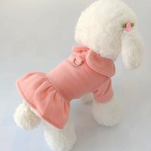 chol 반려동물 가을겨울 칼라 원피스, 핑크