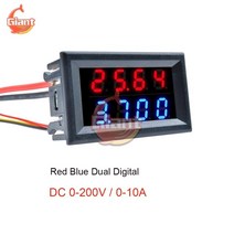 정밀계측기 듀얼 디스플레이 디지털 전압계 전류계 DC 100V 10A 패널 앰프 볼트 감지기 4 비트 5 와이어, 06 0-200V Blue Black