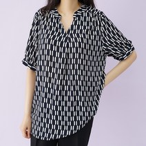 빅걸스토리 차이나카라 브이넥 여름 블라우스