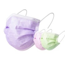 [여비마스크] 인증받은 부드러운 멜트브로운 마스크 50매 3종, 보라