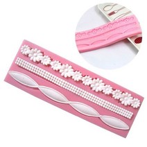 모양틀 입체 두꺼운 월병 1pcs 케이크 퐁당 실리콘 금형 diy 레이스 꽃 케이크 테두리 sugarcraft 과자 금형 빵집 주방 베이킹 도구 몰드 가정용 베이킹, 1pc-15x5.2x0.7cm