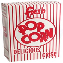 Colorful and Fun Carnival Style Striped 6 oz. Cardboard Popcorn Box Great for Movies Circuses and, 1, Red, White
