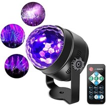 Litake 글로우 파티를 위한 UV 블랙 라이트 다크 파티 용품용 6W LED 디스코 볼 스트로브 조명 리모컨으로 사운드 활성화 크리스마스 생일 홈 데코용 DJ 1팩 [관부, UV Crystal Magic Disco Ball Li