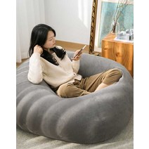 푹신한 구름쿠션 싱글 소파 빈백, 테크놀로지 천 - 카키 브라운 90x100cm 미디엄
