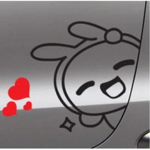 빼꼼스티커 차량용 자동차 데칼 스티커 코나 뒷문 아우디 카니발 QM5 스쿠터 얼룩가리기 올뉴말리부 NF소나타 뒷유리 스크래치커버 K3 아반떼MD 베뉴, 레드, 좌측 소형