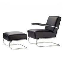 토넷 캔틸레버 안락의자 암체어 1인 소파 서재 라운지 체어 Thonet S411, 스툴 (접촉면 천연가죽)