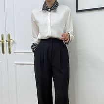 진주버튼 카라 트위드 블라우스 (2컬러)
