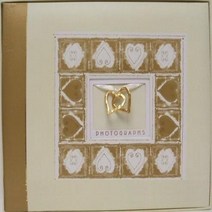 RaeBella Weddings Events New York Traditional Photograph Album Gold Ivory Heart Design with Goldto, 1