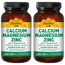 컨트리라이프 칼슘 마그네슘 징크 1000mg : 500mg : 50mg 타블렛, 250개입, 2개