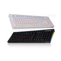 COX CK01 레인보우 LED 기계식 게이밍 키보드 블랙 화이트, 화이트 적축