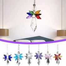 레인보우 천사 Suncatcher 크리스탈 수호 차크라 태양 포수 후면보기 자동차 인테리어 매달려 펜던트 홈 장식, 06 Colorful Angel