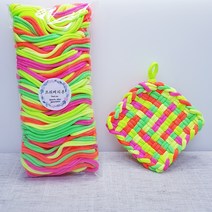 양말목공예 직조라벨 양말공예 양말목직조틀 파이핑끈 고무실 직조틀 좌식 사각수틀, 14형광믹스만(100개입)