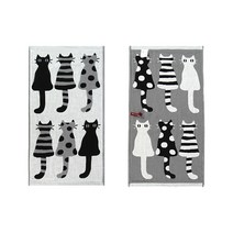 일러스트 주방 수건 핸드 타올 ﻿(27 x 46 cm), 점박이 고양이 (그레이)