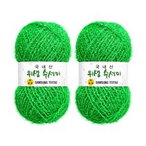 울클럽 사각 웨이브 수세미 DIY 위생수세미실 2볼세트(동영상제공), 727 네온그린