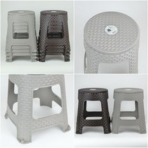 라탄 회전 의자 2종 4P세트 야외용 행사용 보조 간이 야외의자, 혼합형 (브라운2P+그레이2P)