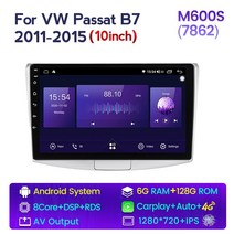 차량용 안드로이드 올인원 Navifly 라디오 지능형 시스템폭스바겐 파사트 B7 B6 마고탄 카플레이4G LTE DSP 118G + 128G, 07 M600S 6G 128G