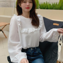 오너클랜 데일리 프릴 블라우스 심플 베이직 스타일 코디
