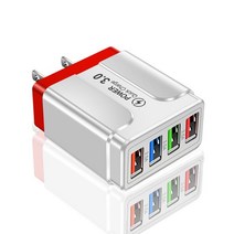 40W 4 USB 전화 충전기 퀵 충전 3.0 벽 아이폰13 프로 샤오미 삼성 화웨이 휴대폰 어댑터, 08 Red US