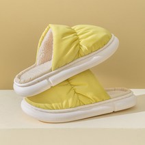 따뜻한 편안한 남성 면 슬리퍼 남 겨울 실내 보냉백 굽 통굽 미끄럼 방지 방수 면화 여, 05 44-45(적합43-44발 착용), 16 옐로