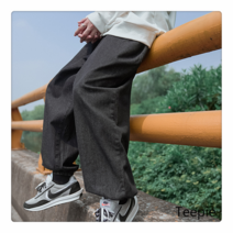 티피 새로운 패션 루즈 데님 하렘 팬츠 트렌드 올 매치 가을 느낌 와이드 레그 팬츠 가을