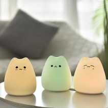 무드등 LED 야간 램프 터치 센서 고양이 실리콘 동물 조명 컬러풀한 어린이 선물 수면 크리에이티브 침실, 02 Clever cat