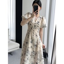 요즘핫한 샤랄라 여신 빈티지 여름원피스 쉬폰원피스 플라워 패턴 봄 나들이 새내기 대학생