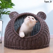 푸아이 등나무 고양이집 라탄소재 둥지하우스 사계절용 캣하우스 애견하우스PRW072, Type_D