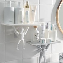 일상의정의 무타공 접착식 욕실선반 일자선반 다용도 욕실수납선반, 그레이