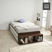 [트리빔하우스] 스마트 책장형 멀티 수납 침대 - SS[본넬매트리스포함], 색상:메이플화이트 / 수납타입:도어중앙형1+서랍2