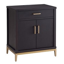 Leick Home 9079-BLKGD Julien 조립 액센트 컬러 베이스 나이트 스탠드 사이드 테이블 AC/USB 충전기 포함 블랙/골드, Black/Gold
