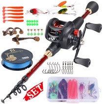 한 치낚시대 텔레스코픽 낚시 콤보 탄소 섬유 막대와 릴 후크 루어 라인 키트 기어 비율, 8.빨간 - 18