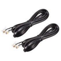 MECCANIXITY Phone Extension Cord 6.56FT Telephone Cable Phone Line Cord RJ11 6P6C Plugs Male to Mal, 6.56ft_Black