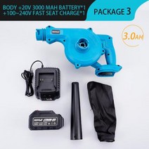 송풍기 대포 블로워 무선 낙엽 청소기 배풍기 브로워 엔진 소형 공업용 환풍기 2 인 1 전기 공기 청소 송풍 장치 마키타 배터리 정원 전동 공구 용 나뭇잎 먼지 털이 도구, 1Battery 3.0A+UK